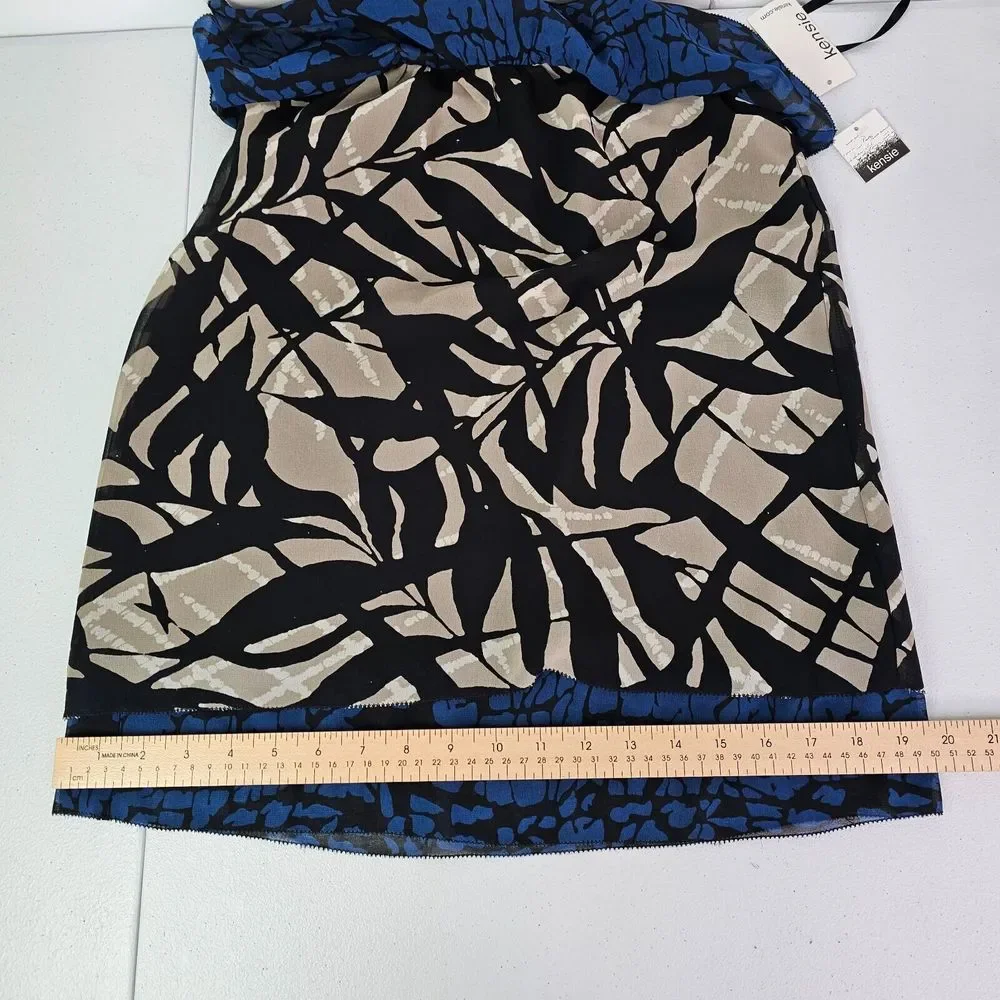 Kensie Women's XS Blue Multicolor Halterneck Sleeveless Backless Blouse NWT - Picture 5 of 15